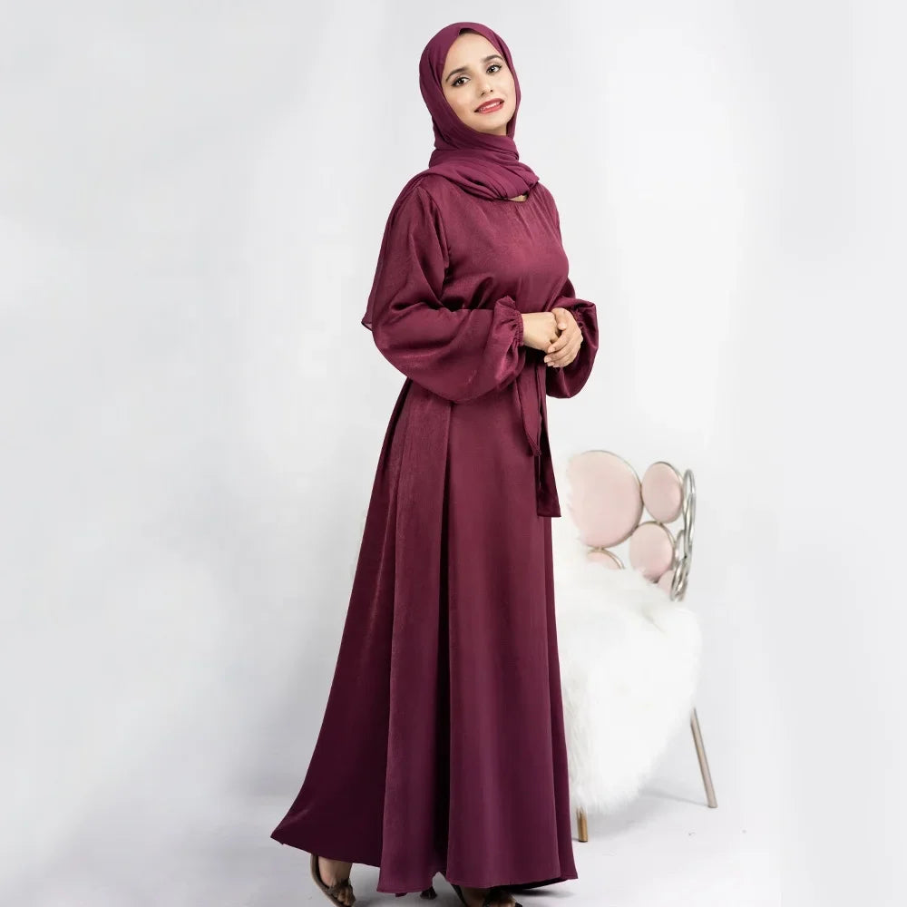 Ramadan Satin Abaya Muslim Dress Turkey Simple Abayas for Women Dubai Luxury African Dresses Islamic Clothing Kaftan Hijab Robe