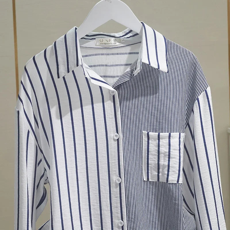 Long Sleeve Blouse Women Cotton Tops Striped Women Shirt Loose Female Clothing Blusas Mujer