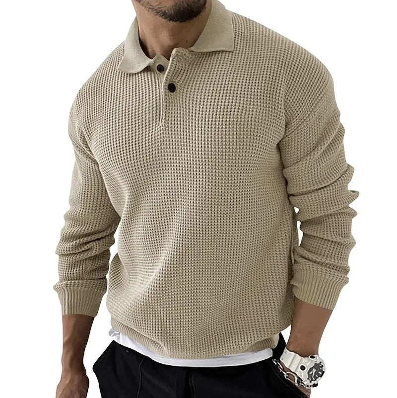 Men's Sweater Knitted POLO Shirts Lapel Solid Color Knitted Pullover Social Streetwear Casual Business Men Clothin