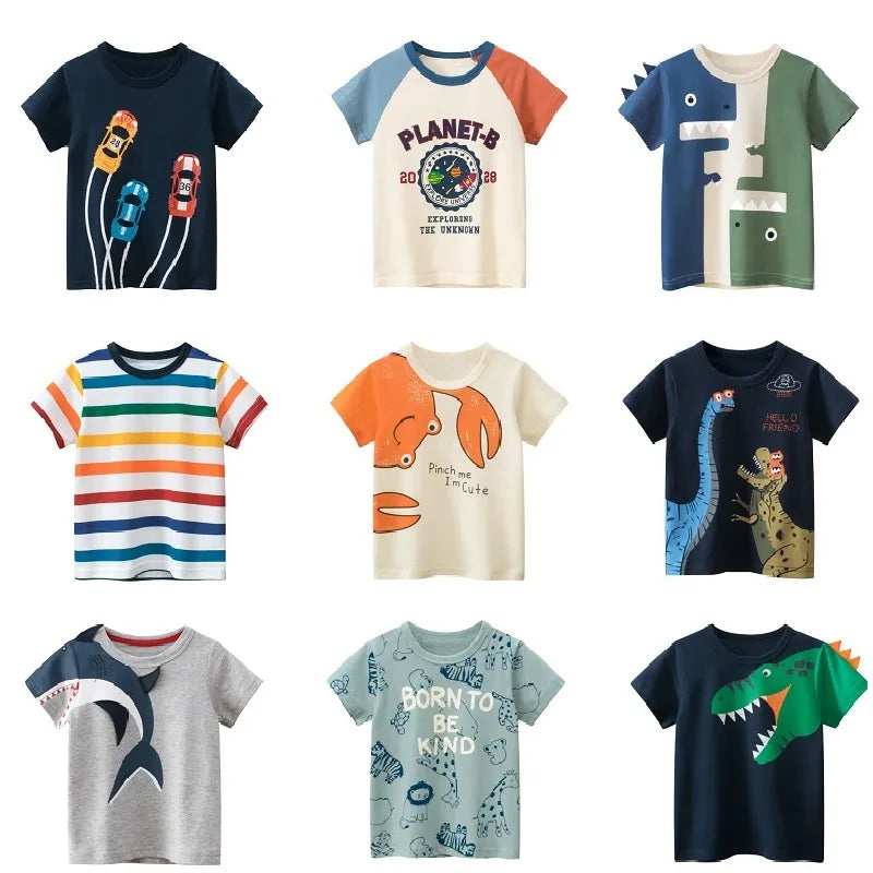 Children Short Sleeve T-shirts Korean Version Kids Clothing Boy Baby Cotton Tees Summer Cartoon Tops