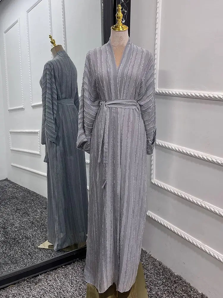 Colors Ramadan Eid Djellaba Abaya Long Sleeve Muslim Dress Kimono Opened Abaya Muslim Islam Abayas With Belt