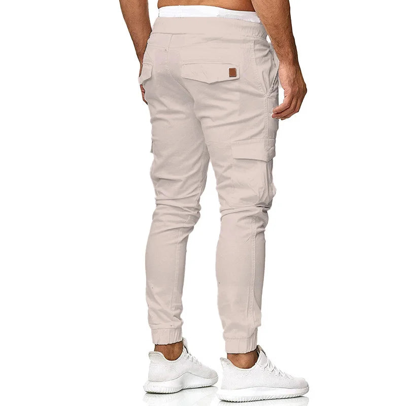 New Men's Lace Up Waistband Leggings Casual Pants Solid Color Small Feet Pants Men Summer Elastic Pants