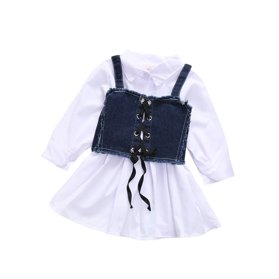 Girl Dresses Long Sleeve Denim Dress For Girls Clothing Tutu Ball Gown Party Dress Spring Autumn Baby Clothes