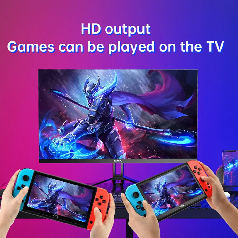 New X80 Handheld Game Console 7 inch Screen Portable Vedio Game Player Quad Core 16GB 10000 Games Retro Arcade Game Machine