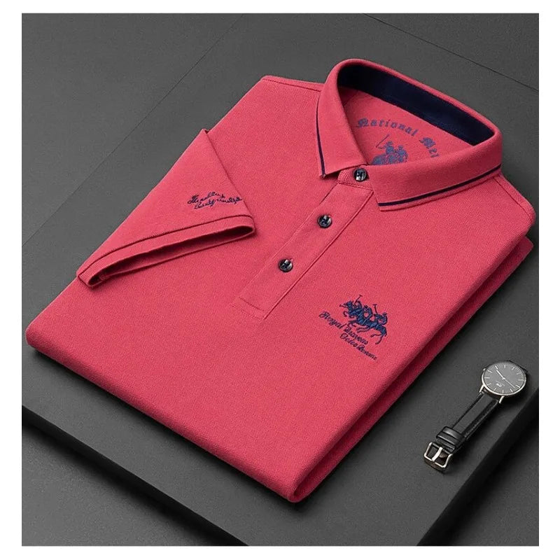 Polo Shirt Men's High-end Luxury Top Summer Casual Lapel Short Sleeve T-shirt Korean Fashion Men's