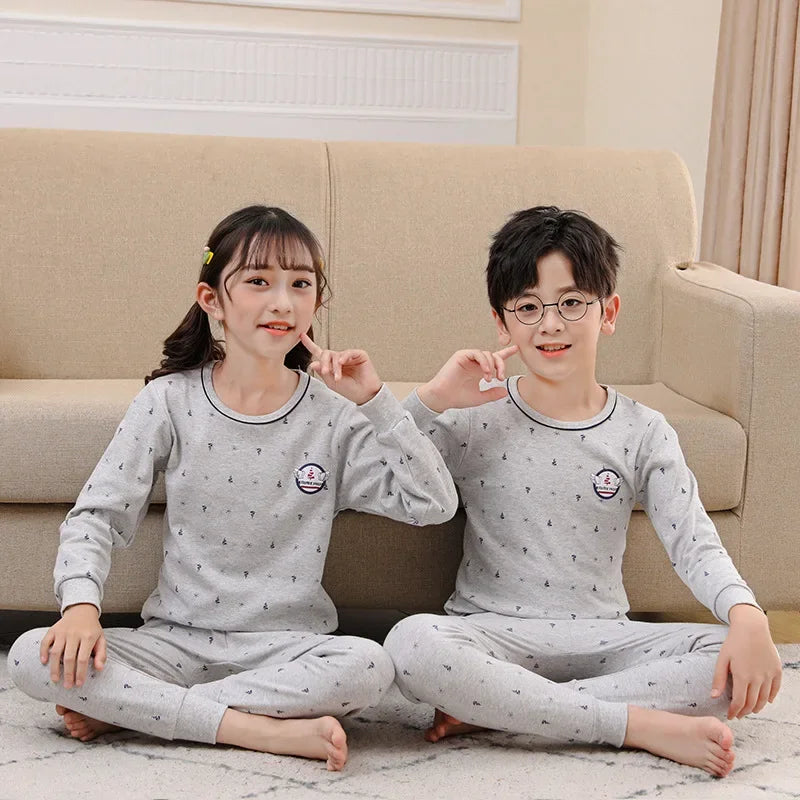 Toddler Baby Kids Unisex Casual Pajama Suit Cartoon Bear Print Long Sleeve Tops+ Pants Boys Sleepwear