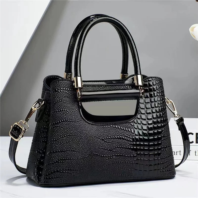 Bright Leather Stone Pattern Women's Bucket Bag High Quality Brand Ladies Handbag Fashion Women's Shoulder Crossbody Bag
