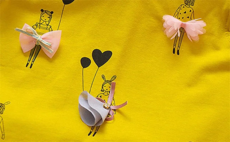Summer Two Piece Girl Clothes Set Baby Outfit Ruffle Short Sleeve T-shirt Pant 2Pcs Suit Lovely Bow Children Casual Costume