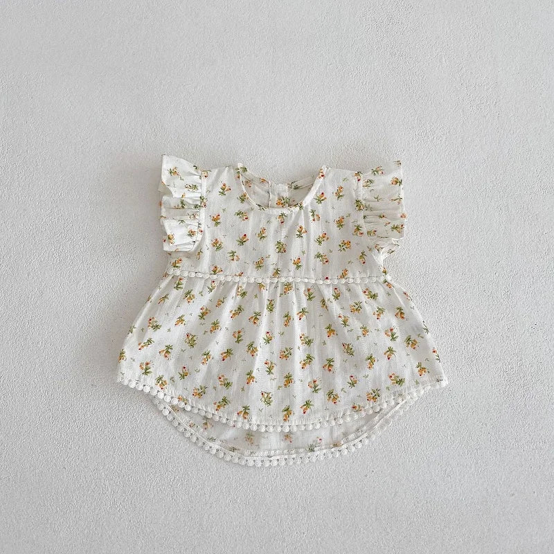 Summer Baby Girl Clothes Set 0-3Years Cute Newborn Kids Flower T-shirt Tops+Elastic Waist Shorts 2PCS Outfits Cotton Suit