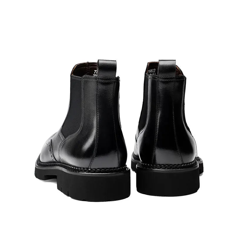Vintage Men Ankle Boots Genuine Leather  Slip On Black Brown Italian Men  Boots Formal Elegant Chelsea Leather Boots Men