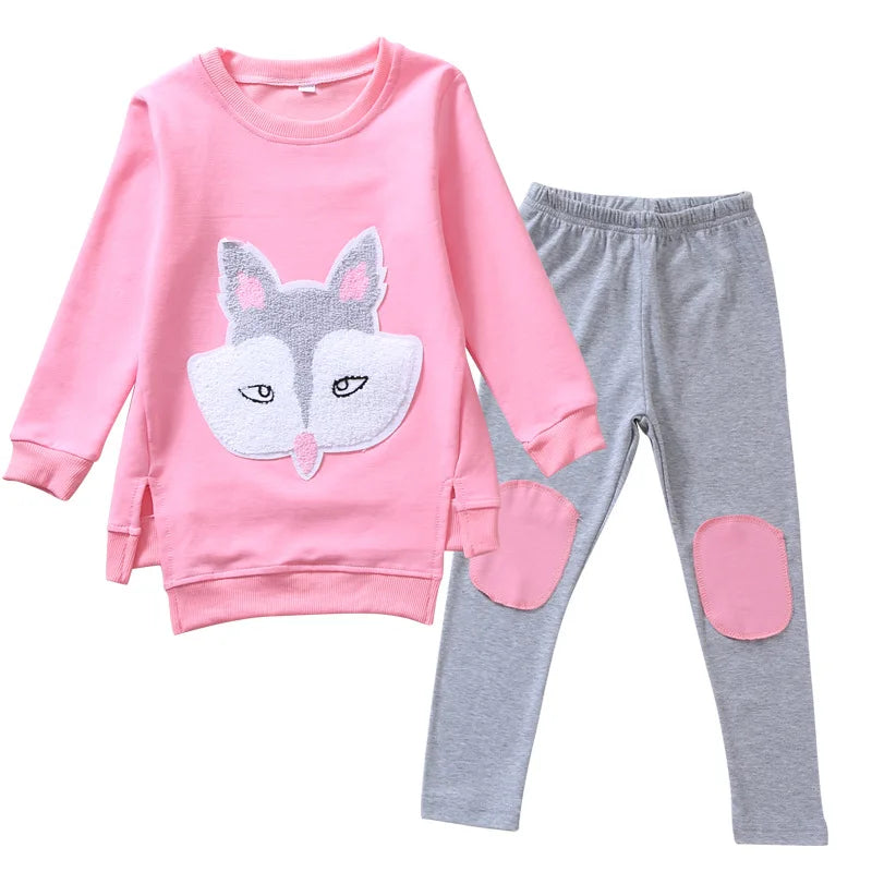 baby Girls Clothes Sport Suit Sets Child teens Cartoon Long Sleeve t-shirt + pant Tracksuit 7 8 9 10 11 12 year