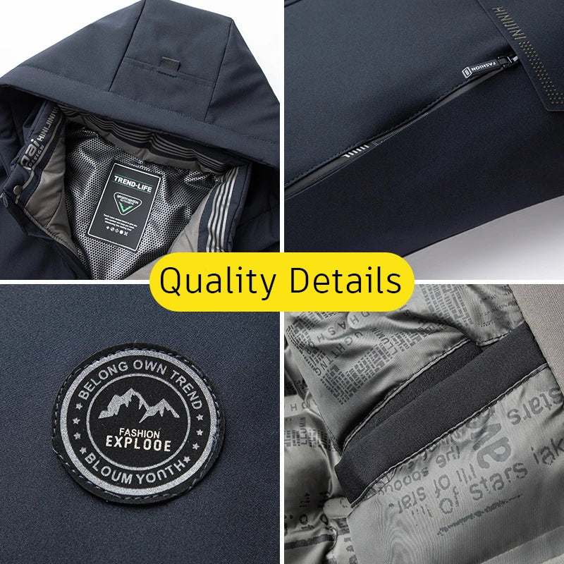 Men's Winter Mid-Long Coat Warm Papa Jacket Graphene Liner Thick Coat Hat Detachable Long Jacket Business Jacket