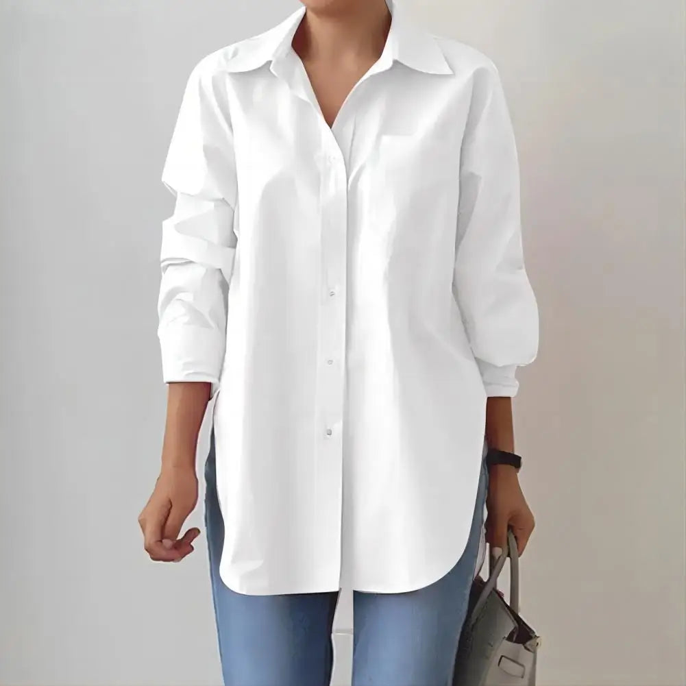 Women Long Sleeve Shirt  Long Sleeve Shirt Stylish Women's Spring Shirt with Turn-down Collar Long Sleeve