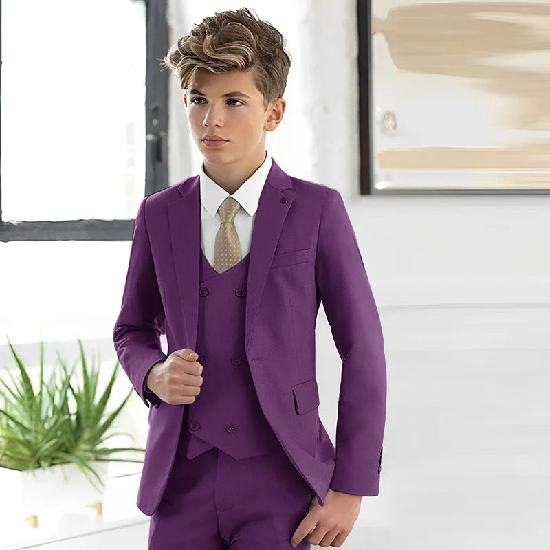 Gray Boys Suit Formal Blazer Wedding Tuxedo 3 Piece Set Kids Jacket Vest Pants Complete Clothes костюм для мальчика