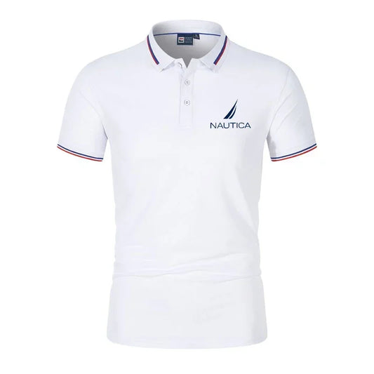 Nautica Summer Fashion Polo Shirt for Men's Printed Casual Short Sleeve Top Lapel Slim Handsome Jogging Fitness Sportswear