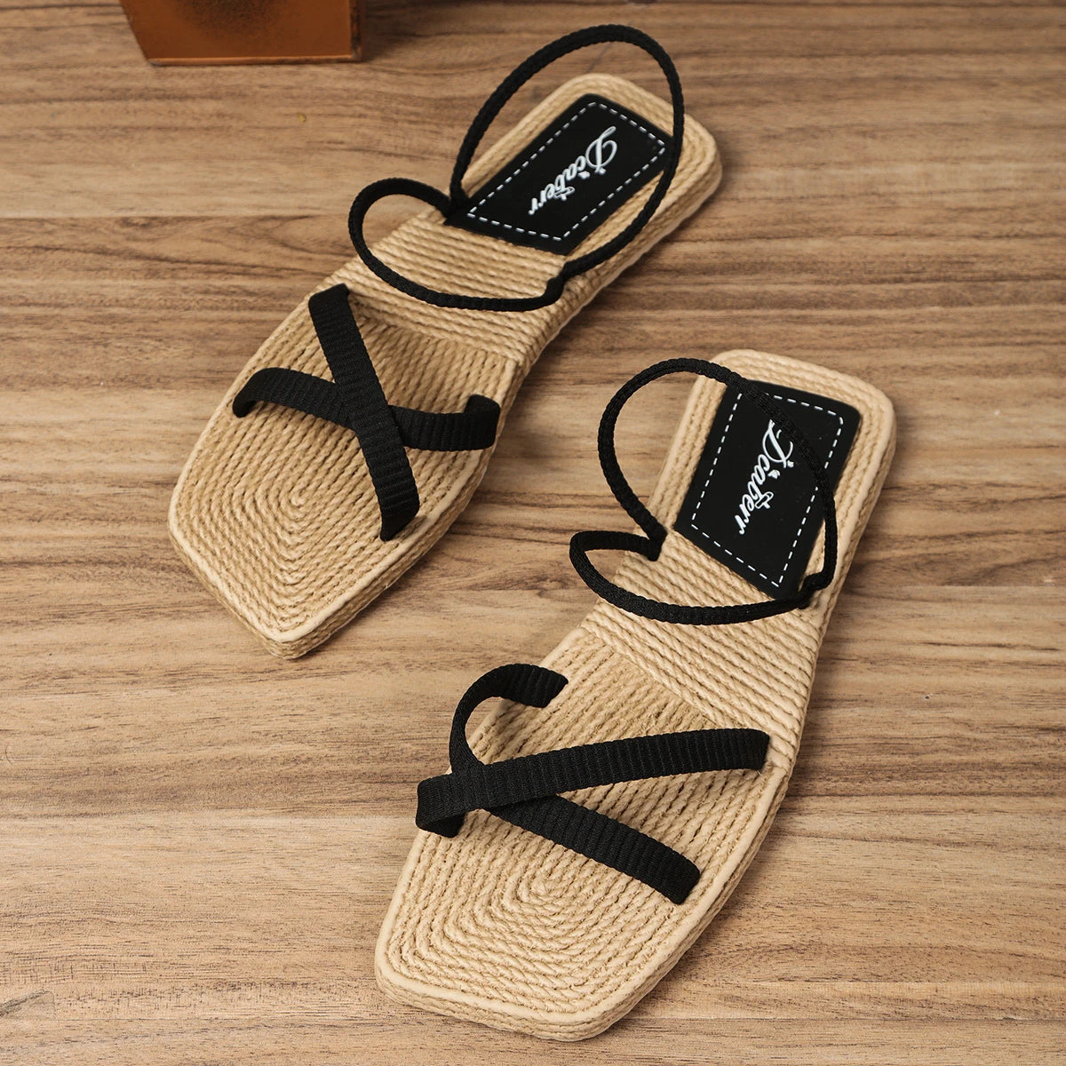Women's Fashion Trend Anti slip, Wear resistant, Comfortable Soft Sole Features Square Head Two Wear Flat Heel Slippers