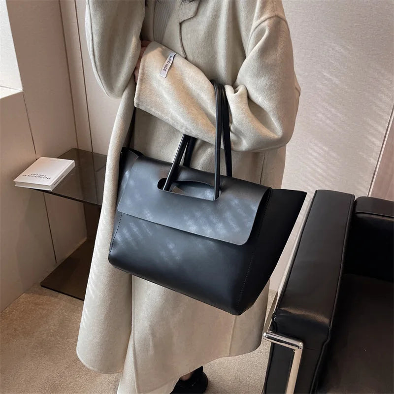 Women Shoulder Bags  Large Capacity Handbags Simple Retro Tote Bags Solid Color Famous Brand High Quality Bags