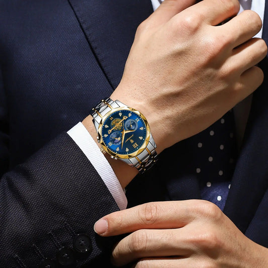 Luxury Man Wristwatch Waterproof Luminous Chronograph Watch for Men Stainless Steel Men's Quartz Watches  hombre