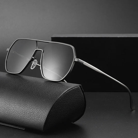 Men's Polarized Sunglasses UV400 Dual-use Day and Night Photochromic Glasses Outdoor Polygon Full Frame for Men