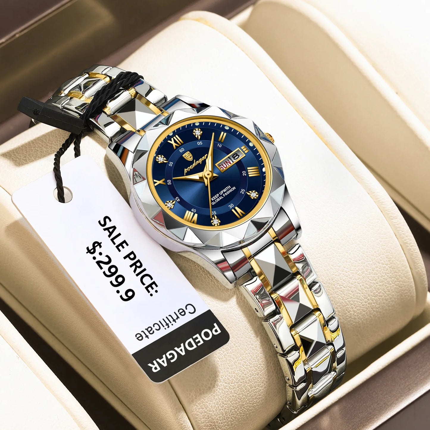 Ladies Dress Watch Luminous Waterproof Week Date Woman Wristwatch Stainless Steel Women Quartz Watches  Luxury