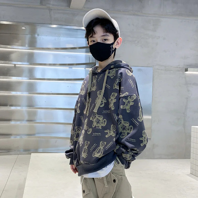 Boys Loose Pullover Hoodie Clothes for Teens Fashion Boys Sweatshirt Hoodies Casual Streetwear Harajuku Cool kids