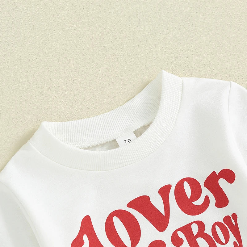 Infant Baby Boy Valentine's Day Outfits Long Sleeve Shirts Letter Print Sweatshirt with Red Pants Set0-3Y