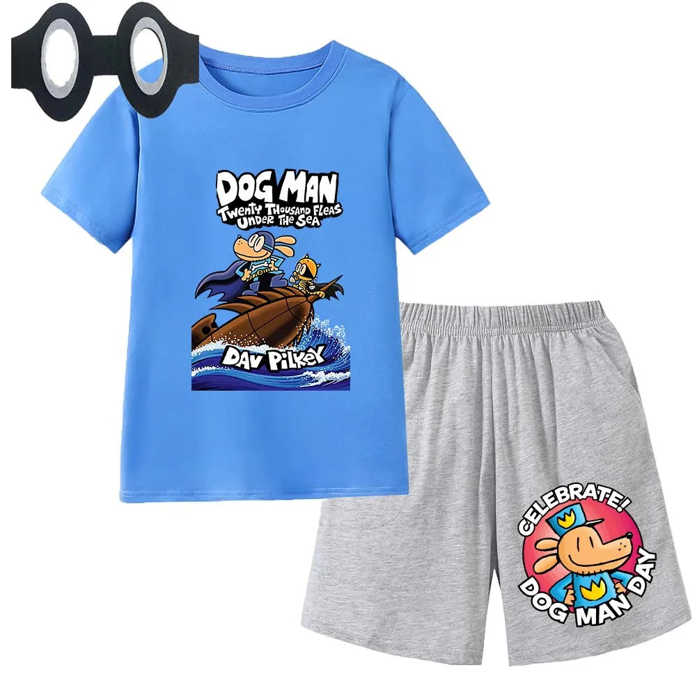 Hot Sale Cartoon Kids TShirt Shorts Mask 3PCS Captain Underpants DogMan Baby Boys Girls Clothe Summer Children Cotton T-Shirt