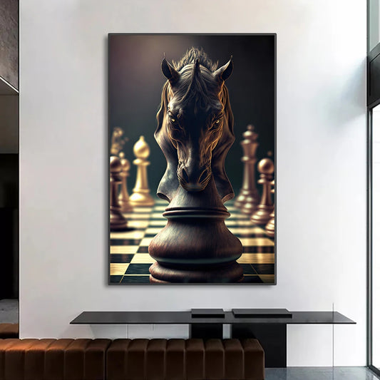 Nordic Chess Checkmate Canvas Poster and Print Painting Abstract Wall Art Pictures for Modern Living Room Office Interior Decor