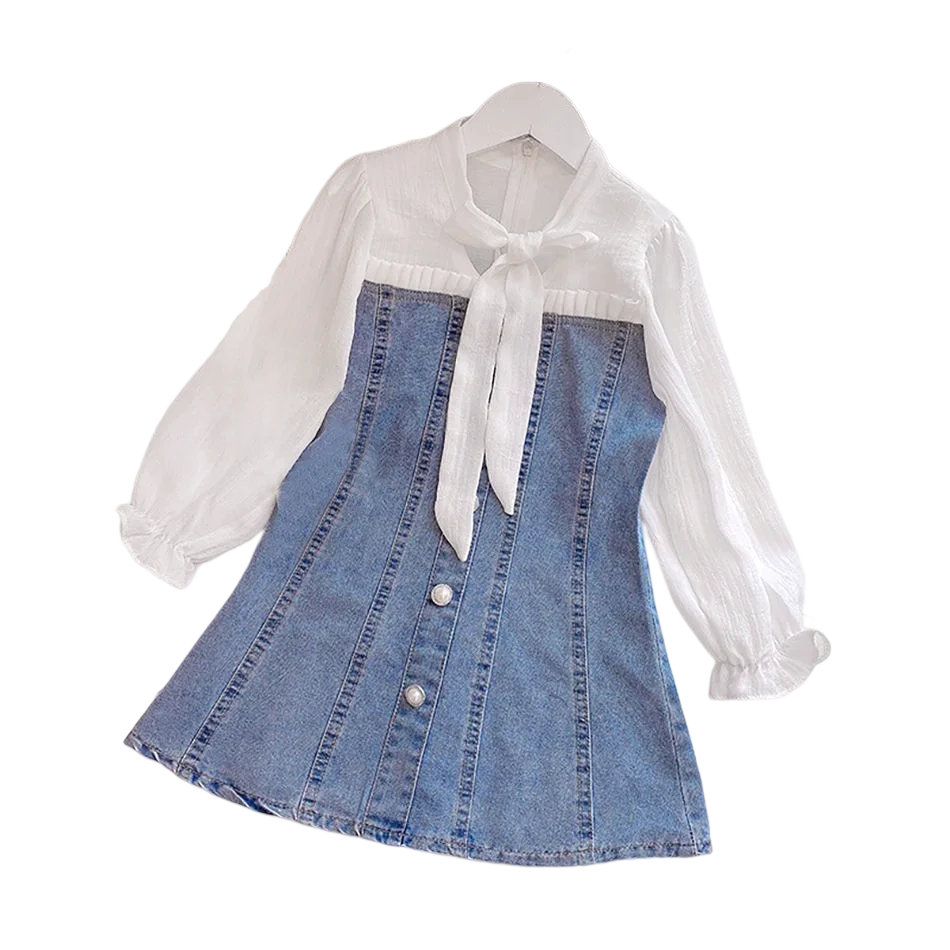 Girl Dresses Long Sleeve Denim Dress For Girls Clothing Tutu Ball Gown Party Dress Spring Autumn Baby Clothes