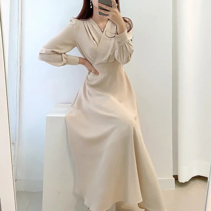 Elegant Office Shirt Dress VONDA Women Summer Puff Sleeve Waist-in Design Midi Sundress Elegant Casual Pleated Robe Femme
