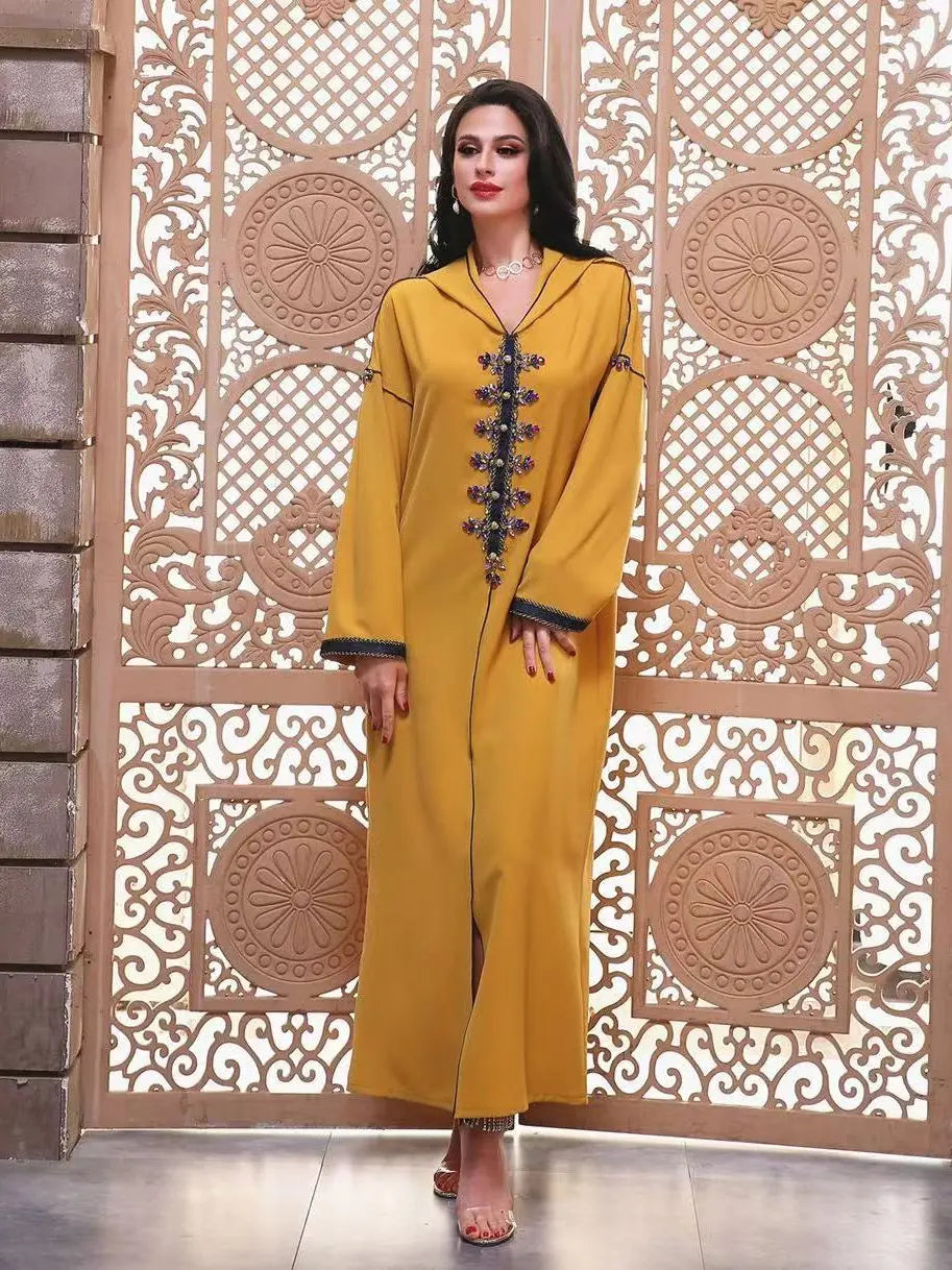 Diamond Beading Abaya Kimono Kaftan Cardigan Abayas Women Casual Robe Femme Caftan