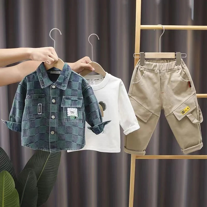 Kid Boys Autumn Suit New Spring Autumn Children Sets Children Clothing Boys Jacket +T-shirt Pants 3 PCS