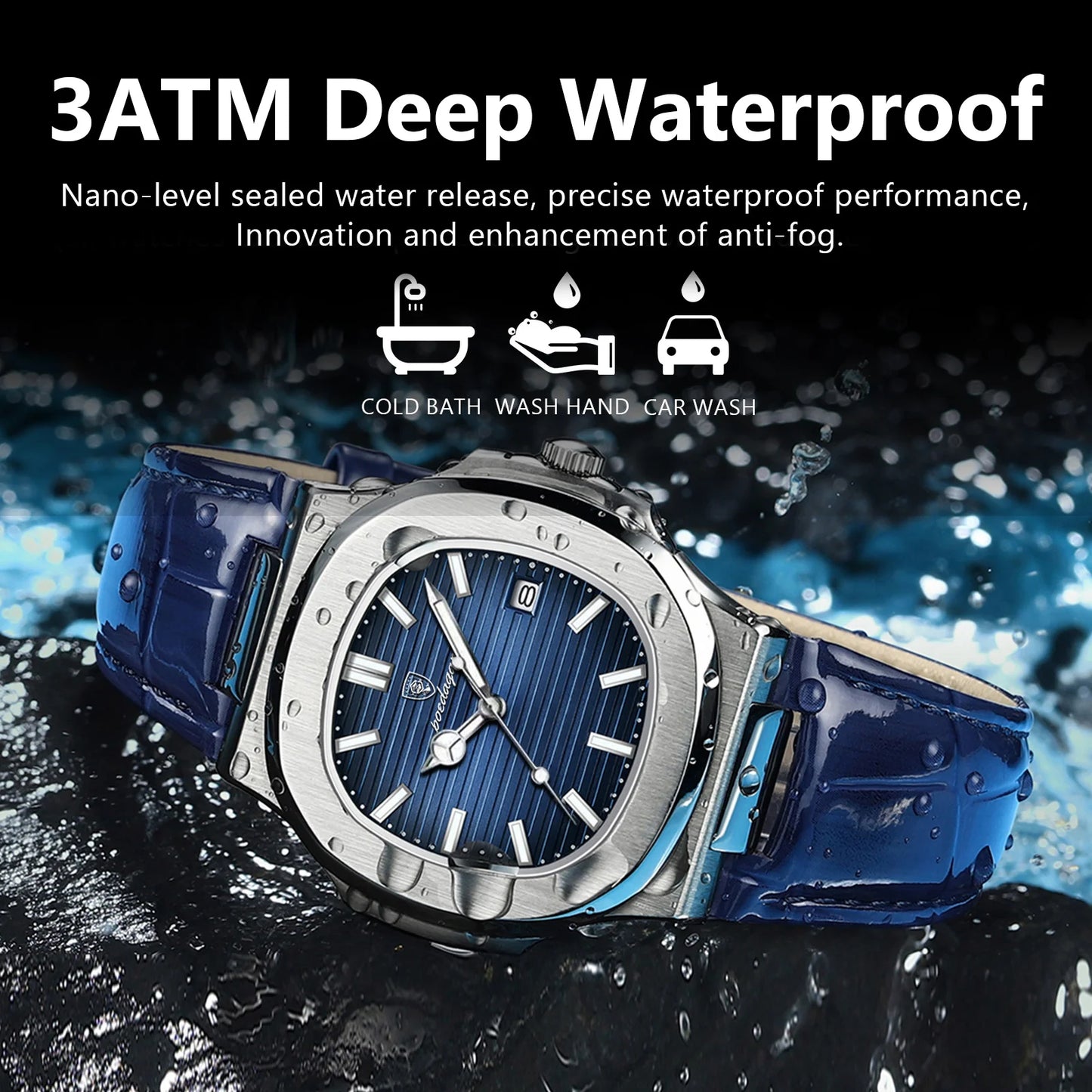 Luxury Man Wristwatch Waterproof Luminous Date Leather Men's Watches Sports Square Men Watch Casual Quartz Male Clocks
