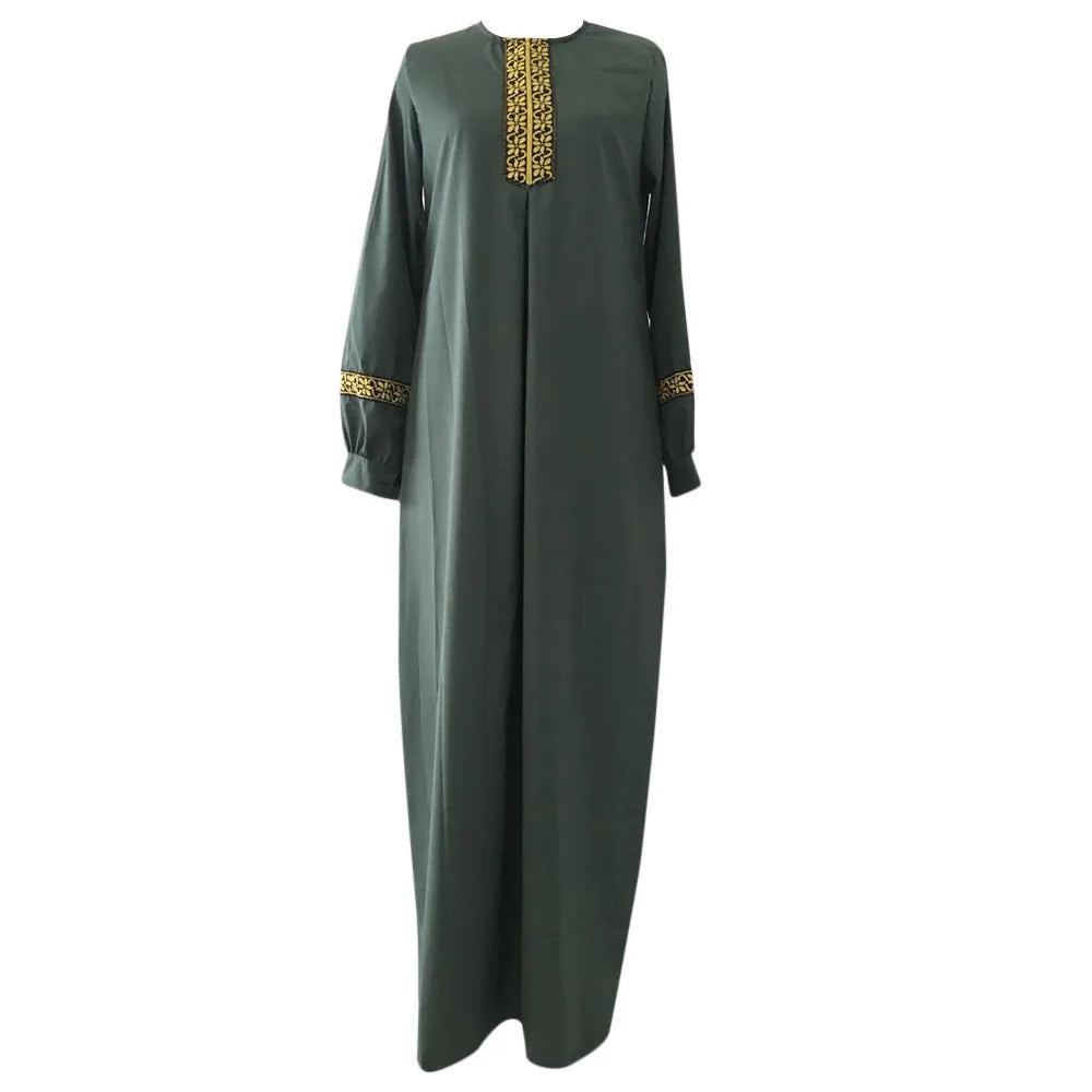 Long Muslim Dress Embroidery Kaftan Plus Size Casual Abaya Dress Muslim Clothes Dress Women Musulmane Vestidos Largos