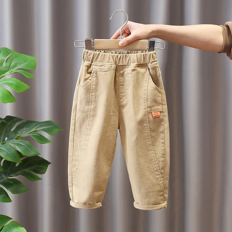 New Autumn Winter Thicken Warm Boys Pants Cotton Children Trousers Fashion Letter Cargo Pants Kids Tracksuit