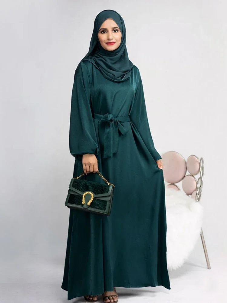 Ramadan Satin Abaya Muslim Dress Turkey Simple Abayas for Women Dubai Luxury African Dresses Islamic Clothing Kaftan Hijab Robe