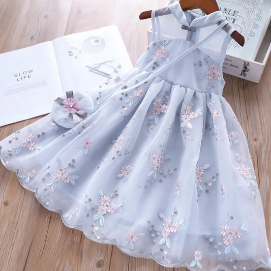 Girls' One-piece Dress Chinese Dress Cheongsam Children's Retro Gauze Skirt Baby's Summer Skirt 12+y Kids Clothes
