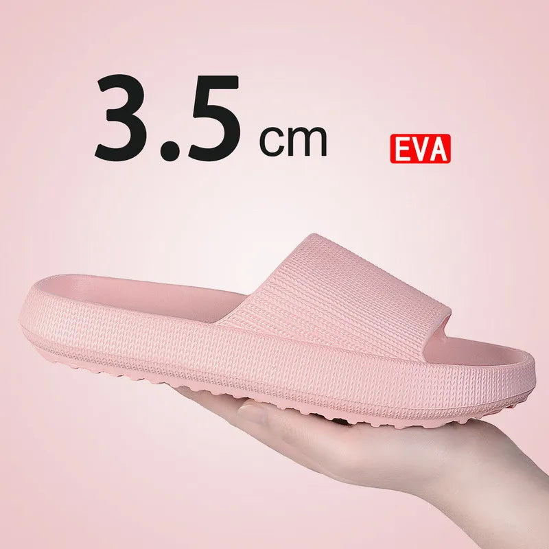 Summer Home Slippers For Men Women Solid Color Eva Clouds Slides Indoor Mute Non-Slip Bathing Flip Flops Sandals Soft Sole Shoes