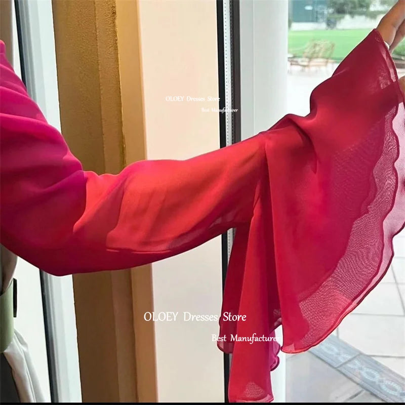 Party Dresses Saudi Arabic Women Long Sleeves Split Ankle Evening Gowns Formal Occasion