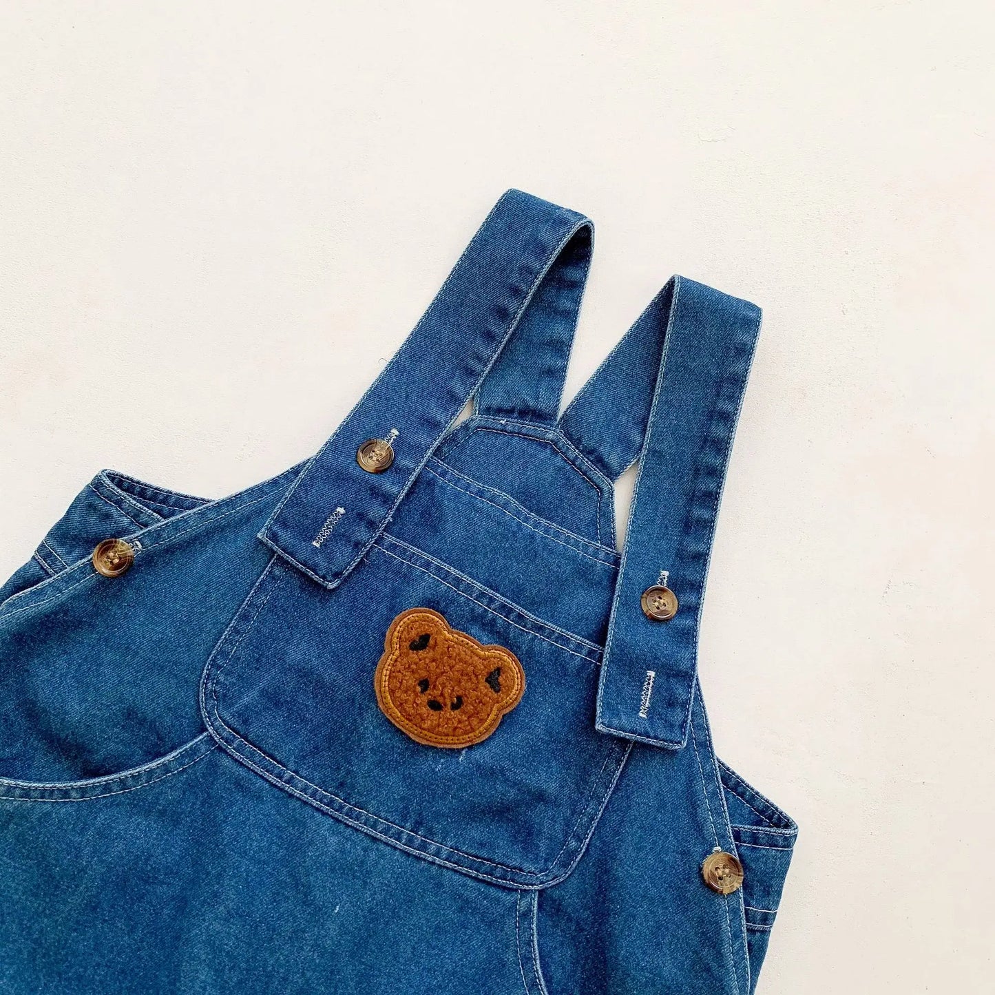 Baby Spring Autumn Clothes Bear Embroidery Denim Jumpsuit Black Striped Bottoming T shirt Baby Boys Girls Cute Set