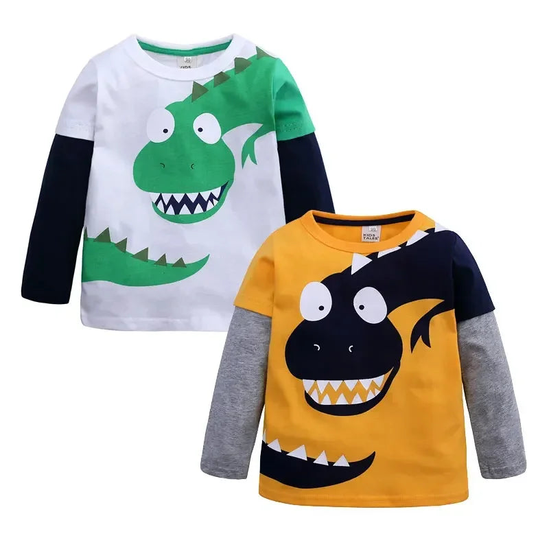Long Sleeve Kids Boys' Clothing T-Shirts Spring Autumn Children Boy Tops Cartoon  T Shirts Cotton Kids Boys Clothes