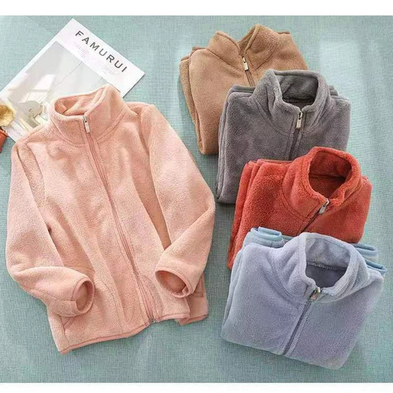 Kids Girls Jacket Coats Autumn Winter Soft Polar Fleece Hoodies Jacket Boys Coat Warm Children Outwear Teenagers