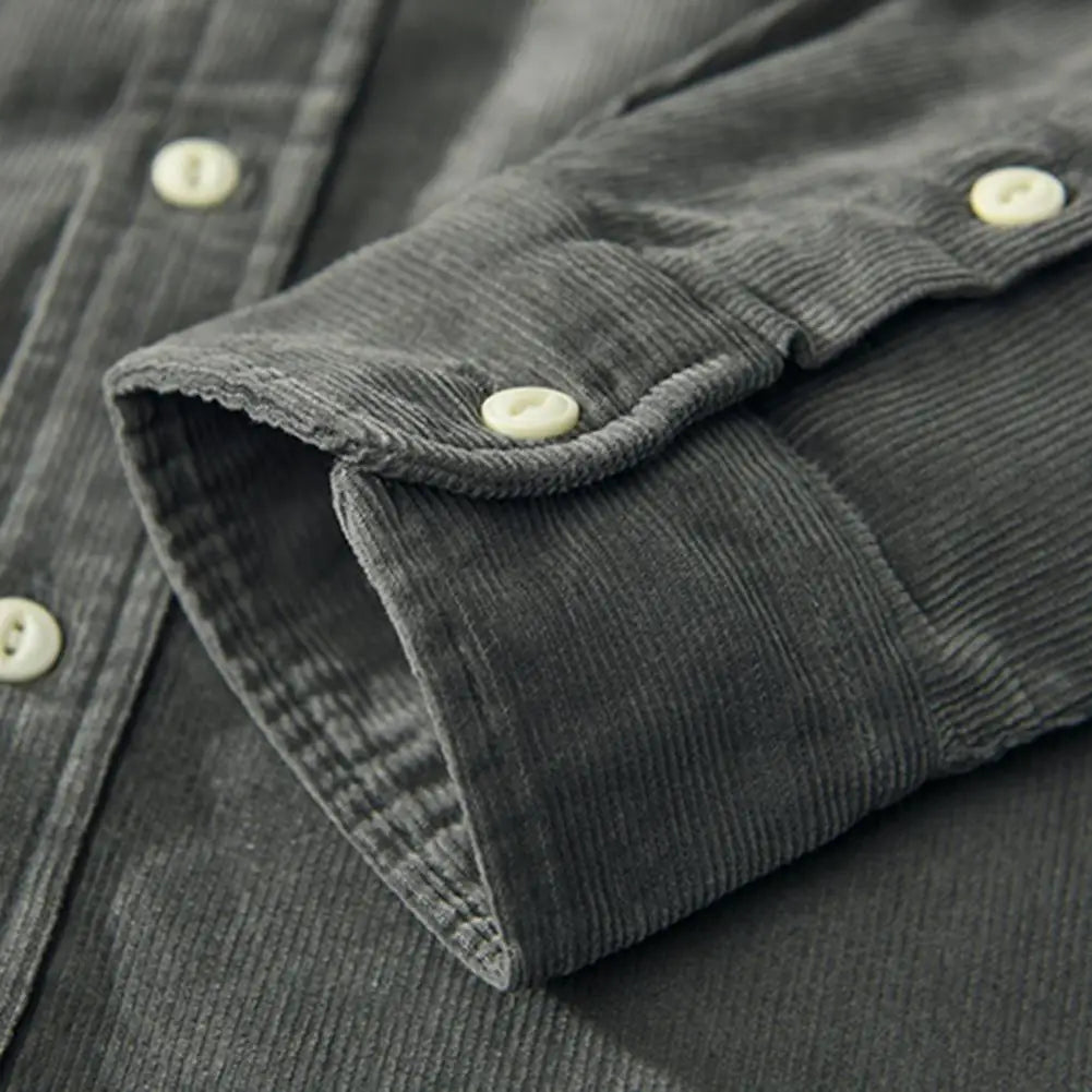 Corduroy Shirt Men's Cargo Jacket Casual Spring Autumn Loose Coat Spring Cardigan Turn-down Collar Spring Shirt camisa masculina
