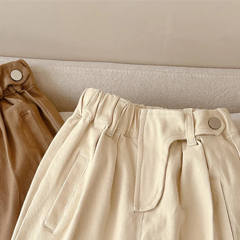 Cotton Spliced  Spring Autumn New Children Pants Casual Boys Trousers Long Elastic Waist Toddler Wear Kids Clothes For 1-10Y