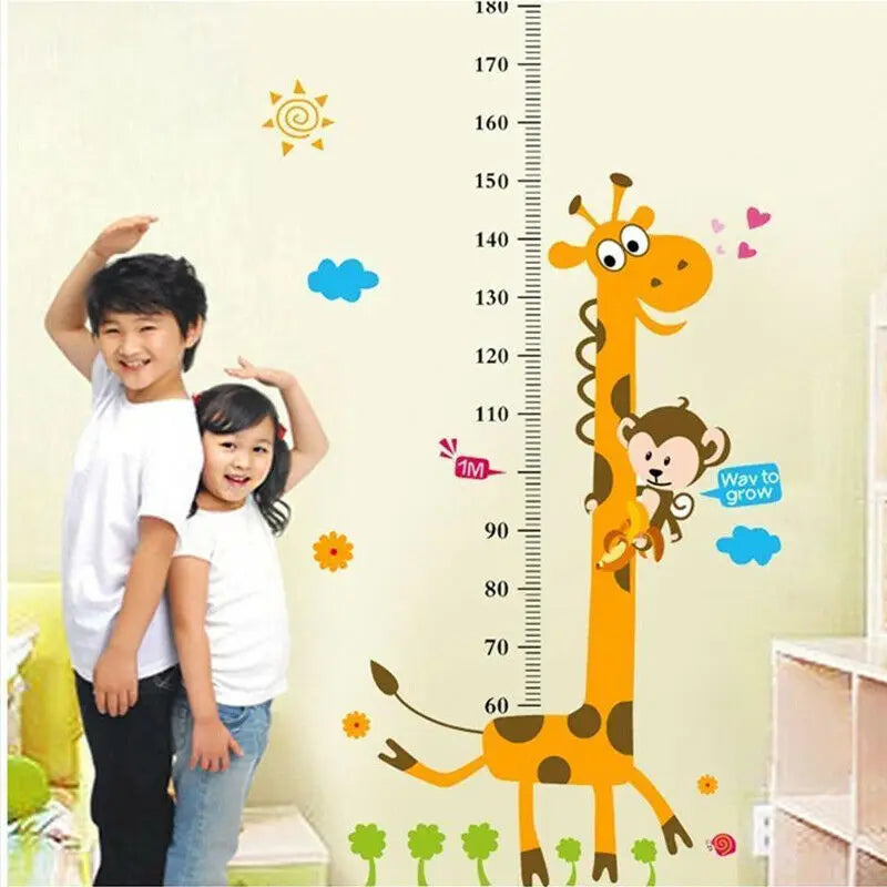 Kids Height Chart Wall Sticker Cartoon Giraffe Decor Height Ruler Home Room Decoration Art Sticker Poster