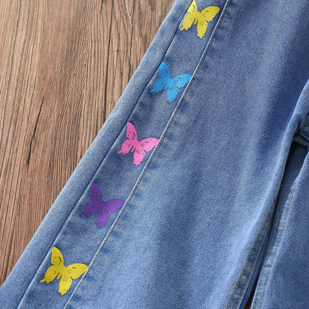 Pants for Girls Jeans Teenagers Children Clothing Butterfly Print Trousers Spring Autumn Baby Kids Clothes Jeans