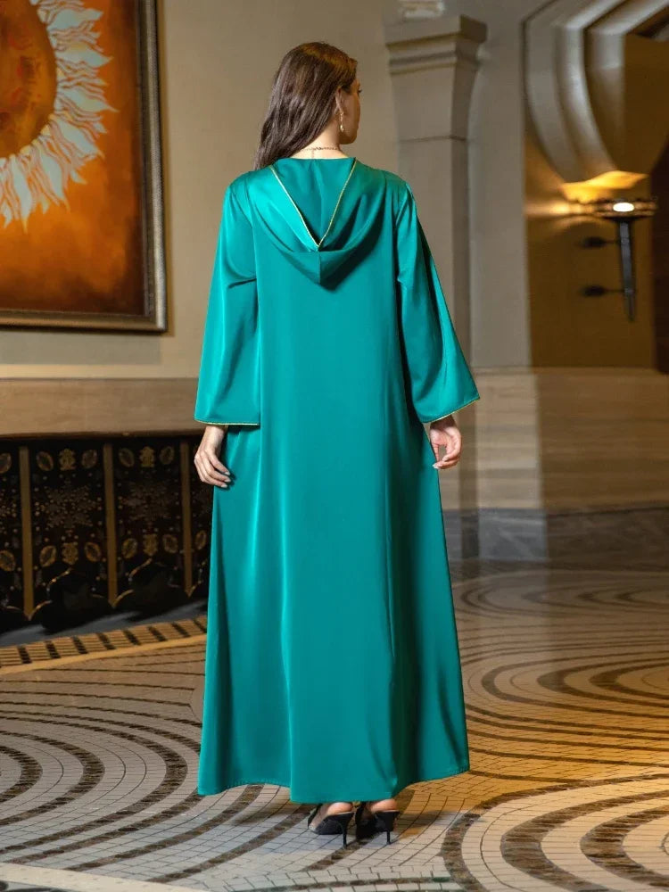 Eid Muslim Dress for Women Abaya Hooded Diamond Jalabiya Morocco Party Dresses Dubai Abayas Kaftan Islam Vestidos Arab Long Robe