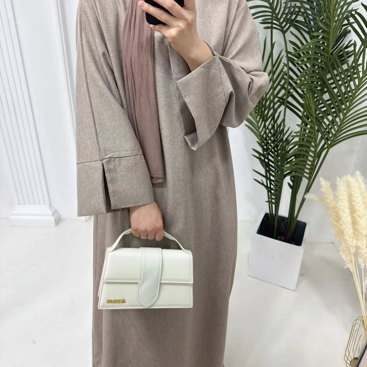 Closed Linen Abaya for Muslim Women Ramadan Eid Loose Abayas Dubai Luxury Turkey Hijab Dress African Islamic Clothes