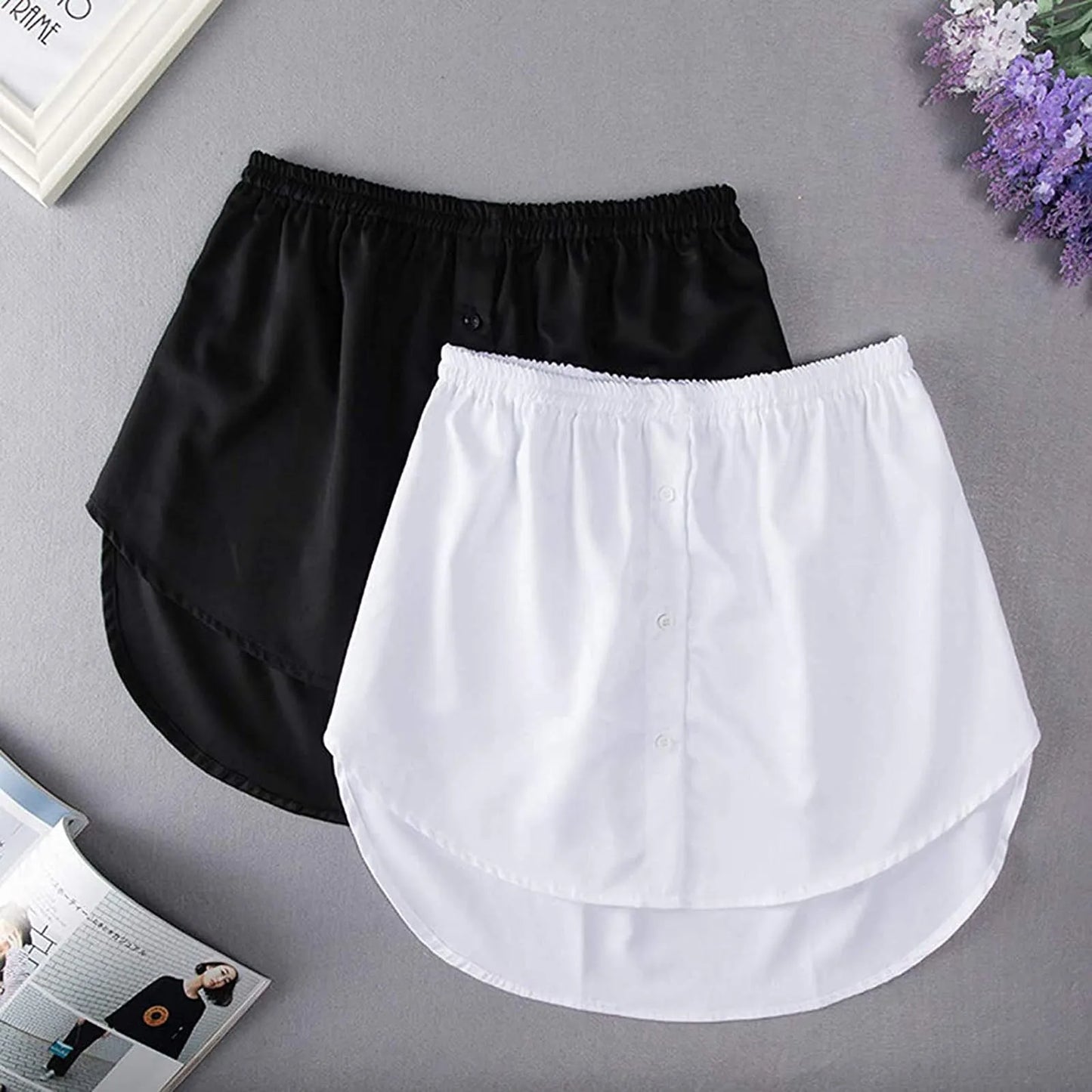 Women Fake Shirt Hem Detachable Underskirt Irregular Skirt Blouse Hem Extender Mini Skirt Layered Inner Layer