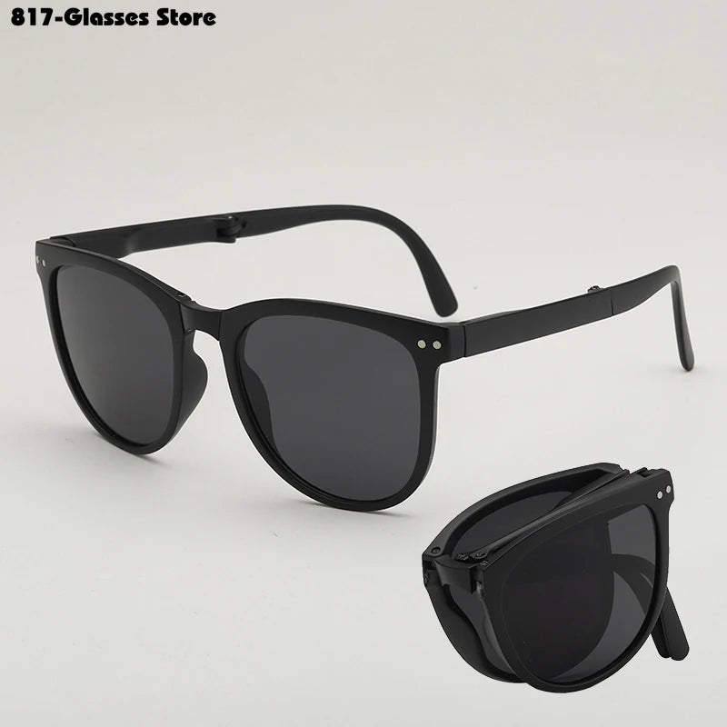 Folding Sunglasses Women UV400 Anti Ultraviolet  Oval Frame Eyewear